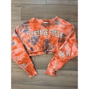 Vintage Souls Los Angeles Crop Hoodie Womens L Large Sweater Top